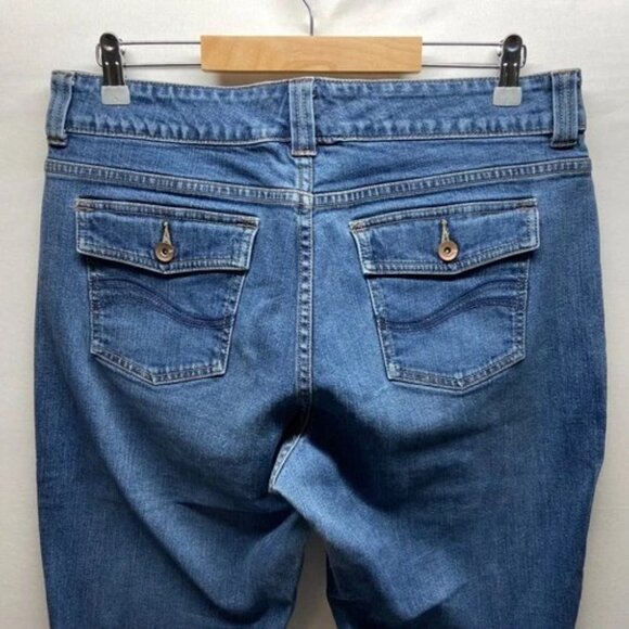 Lee Natural Bootcut Jeans Women’s 14 Blue Mid Rise Flap Pockets Stretch Denim - Picture 5 of 13